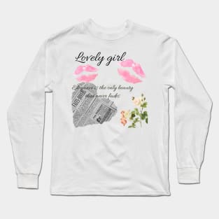 Coquette lovely girl transparent background Long Sleeve T-Shirt